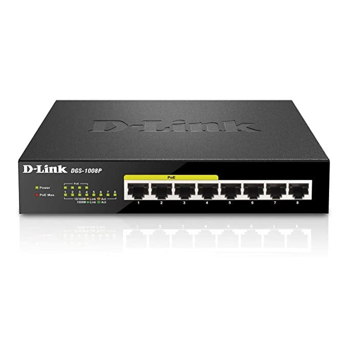 D-Link DGS-1008P 8 Port Gigabit Poe Unmanaged Switch (Metal Housing)