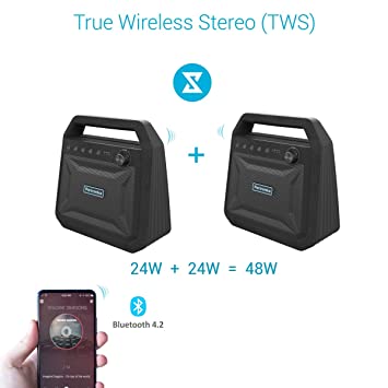 Portronics Roar POR-549, 2x12W Bluetooth 4.2 Stereo Speaker with TWS Aux in Micro SD Card and 6, 000mAh Battery