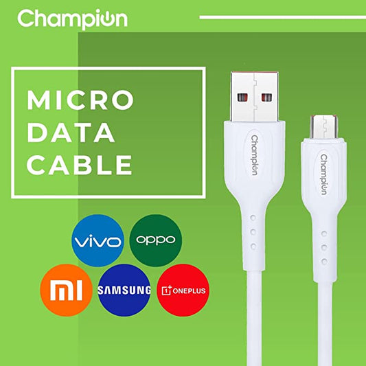Champion USB to Micro 3Amp Data Sync & Charging Cable PVC 1M for all Android & Micro USB Devices (White)