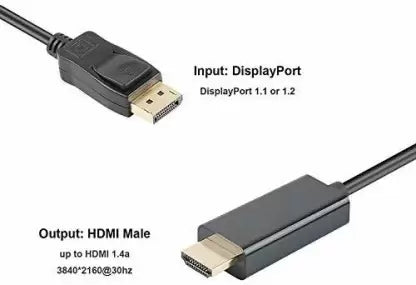 DisplayPort (M) to HDMI (M) Cable,Gold-Plated Converter Cable for Laptop ,HDTV, Monitor, Projector (1.5m)