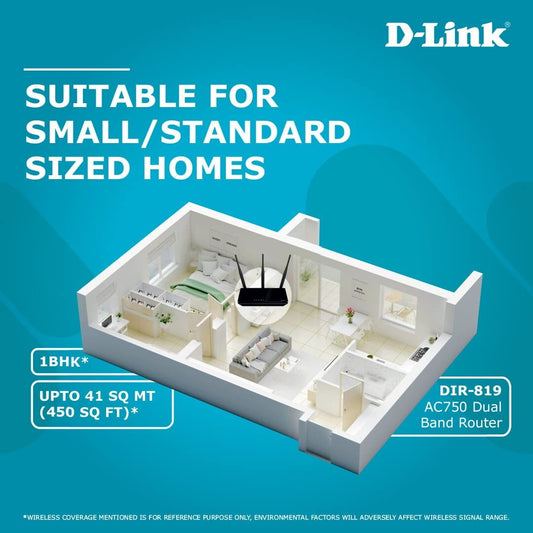 D-Link DIR-819 Wireless AC750 Dual Band 750 mbps Router (Black)