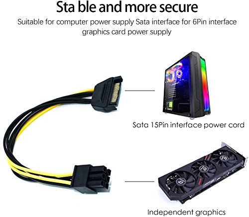 SATA Cable 15PIN to 6PIN for PCI Express Card,Compatible with GPU Card, Multicolor)