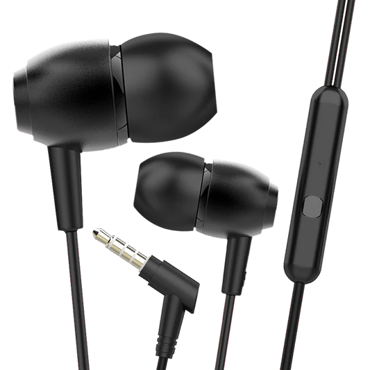 boAt BassHeads 162 with HD Sound, in-line mic, Dual Tone Secure Braided Cable & 3.5mm Angled Jack Wired Earphones (Black)
