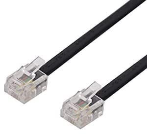 Telephone Modem Line Cable Wire 4 core RJ11 (Black) 4Meter