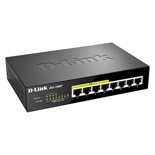 D-Link DGS-1008P 8 Port Gigabit Poe Unmanaged Switch (Metal Housing)