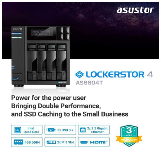 Asustor Lockerstor 4 AS6604T - 4 Bay NAS,Network Attached Storage-Diskless