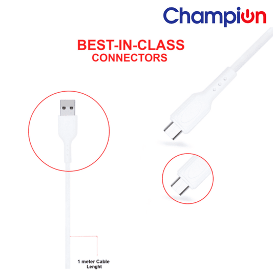 Buy 1 Get 1 Free Champion Micro Data Cable White (Pack of 2)