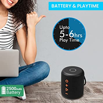 Portronics SoundDrum Plus 15W POR-1040 Bluetooth 5.0 Portable Stereo Speaker With in-Built Mic, 3.5mm Aux, 2500mAh Battery (Black)