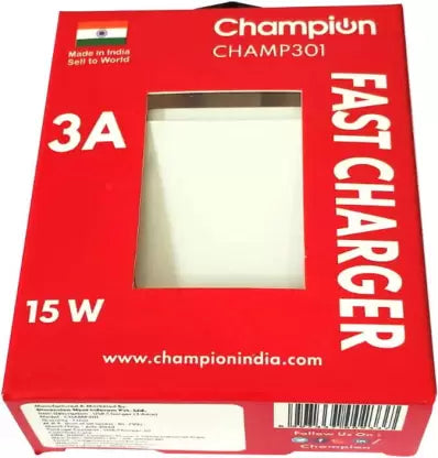 Champion 15W 3A USB Port Power Adapter/Wall Charger For All Mobile Phones (White)