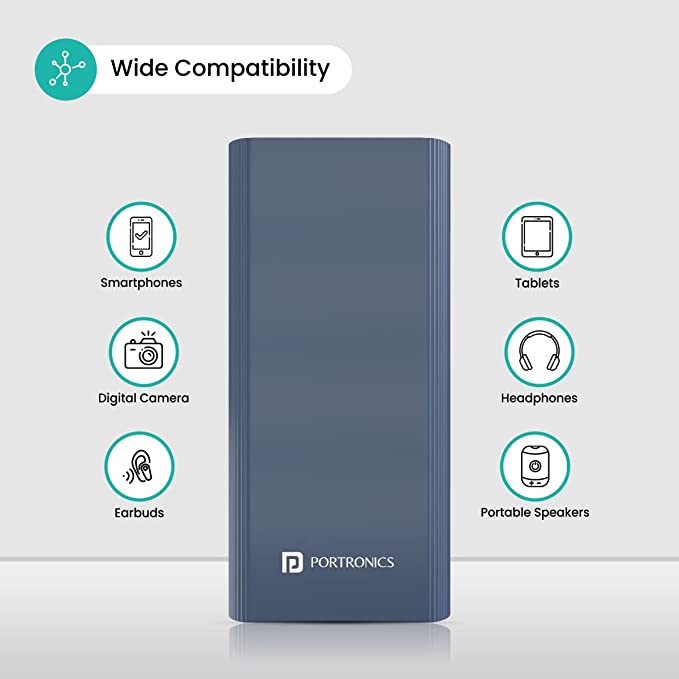 Portronics Power 45 20000mAh Power Bank for Laptop/Mobile with 45W Fast Charging, Dual Input(Type C + Micro USB) & Triple Output
