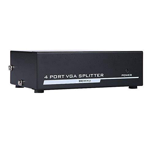 VGA Splitter 1x4 Box 1 Input to 4 Output Monitor Screen Duplicator with Audio Support | Share One VGA Source to 4 Displays | Mirror Display for PC, Laptop, Projector, TV