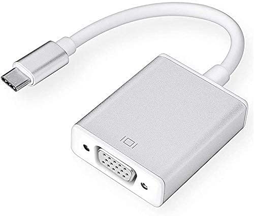 USB-C to VGA Adapter 1080P Converter for Mac Book Series, Chrome Book Pixel, Surface Book and More (Silver)