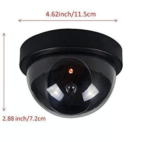 Fake Wired Security CCTV Dome Camera with Flashing Red LED Light
