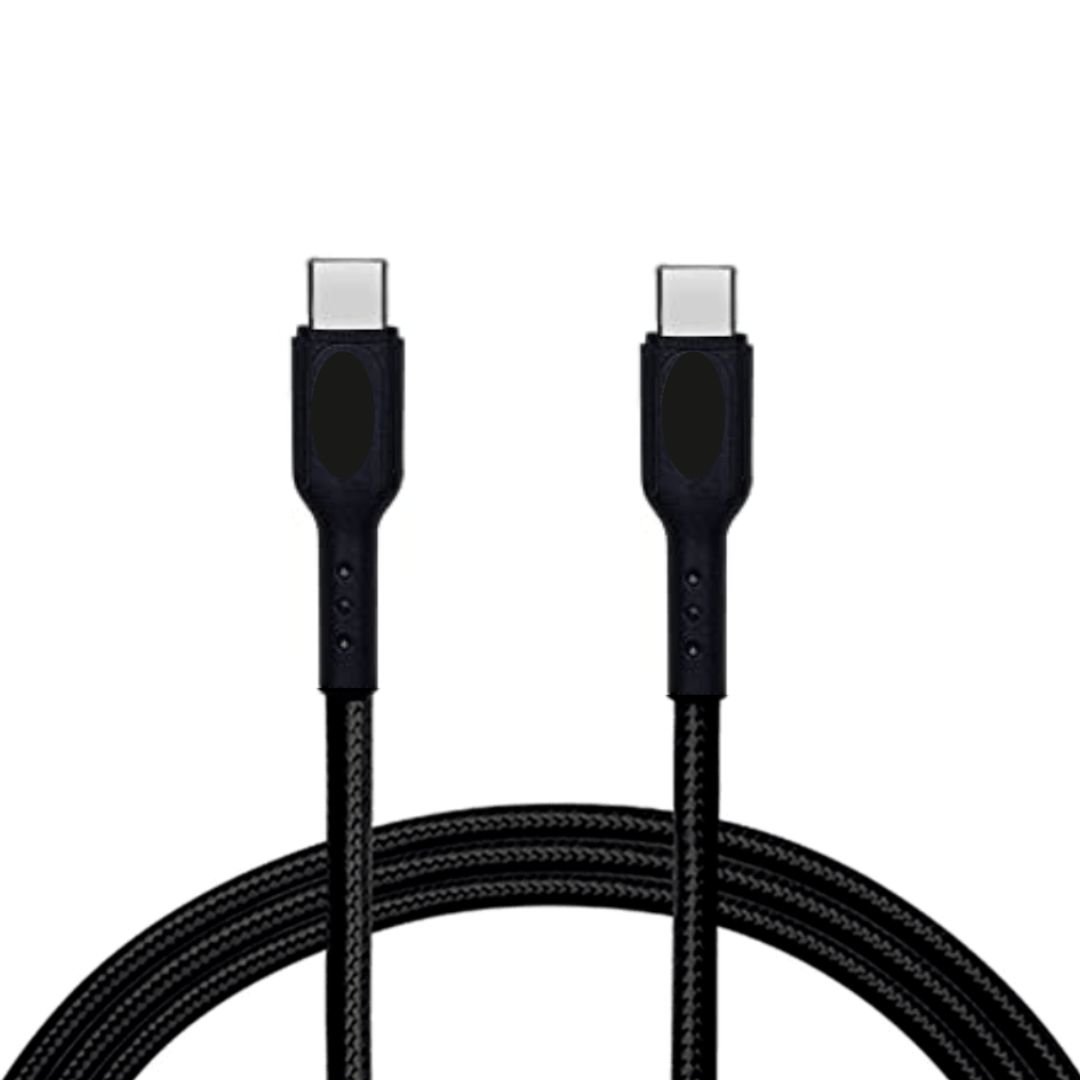 Champion Type C to C 35W PD Data Sync & Fast Charging Cable Braided for Compatible with Mobiles Phones, Tablets, Power Banks & Type C Devices (Black)