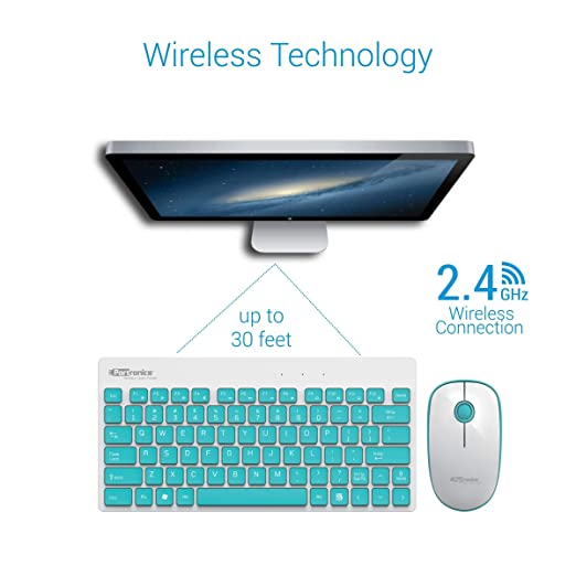 Portronics Key2-A Combo of Multimedia Wireless Keyboard & Mouse, Compact Light-Weight for PCs, Laptops and Smart TV (White)