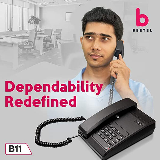 Beetel B11 Corded Landline Phone, Ringer Volume Control, LED for Ring Indication, Wall/Desk Mountable, Classic Design, Clear Call Quality (Black)
