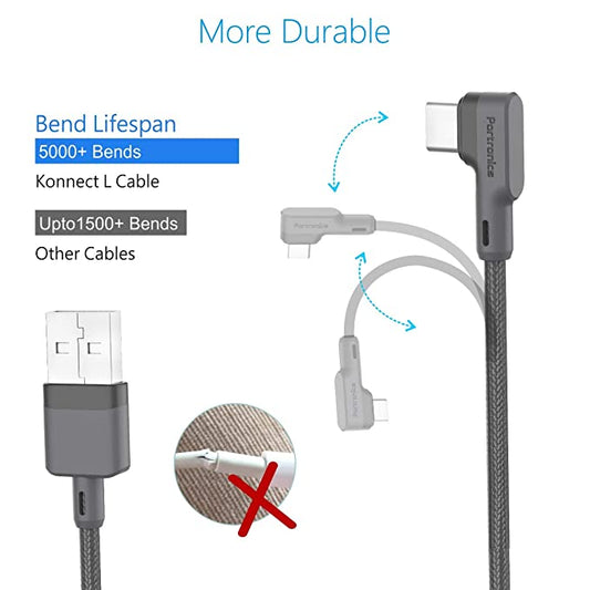 Portronics Konnect L POR-1081 Fast Charging 3A Type-C Cable 1.2M (Grey)