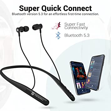 Portronics Harmonics Z4 Wireless Bluetooth 5.3 Neckband in Ear Earphones with Mic, 30Hrs Playtime IPX4 Water Resistant (Black)