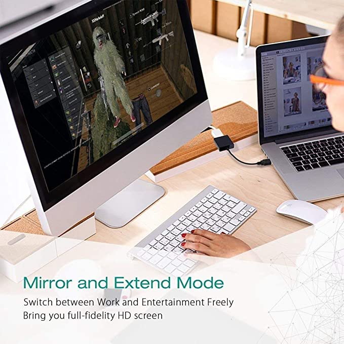 USB 3.0 to VGA Adapter External USB 3.0 Video Display Cable for PC Laptop Windows (Black/Blue)