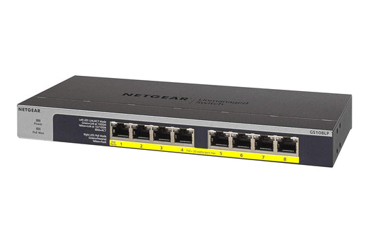 NETGEAR 8-Port Gigabit Ethernet (GS108LP) Network Switch,Grey