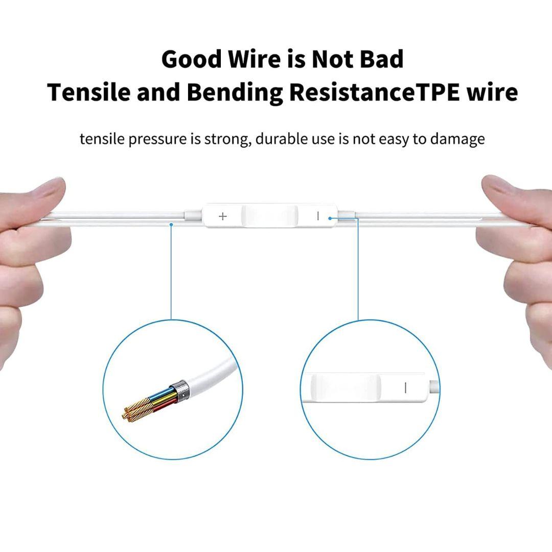 Champion Type-C Wired Earphones with Mic & Volume Control - Compatible with iPhone, iPad Pro, Android Phones (White)