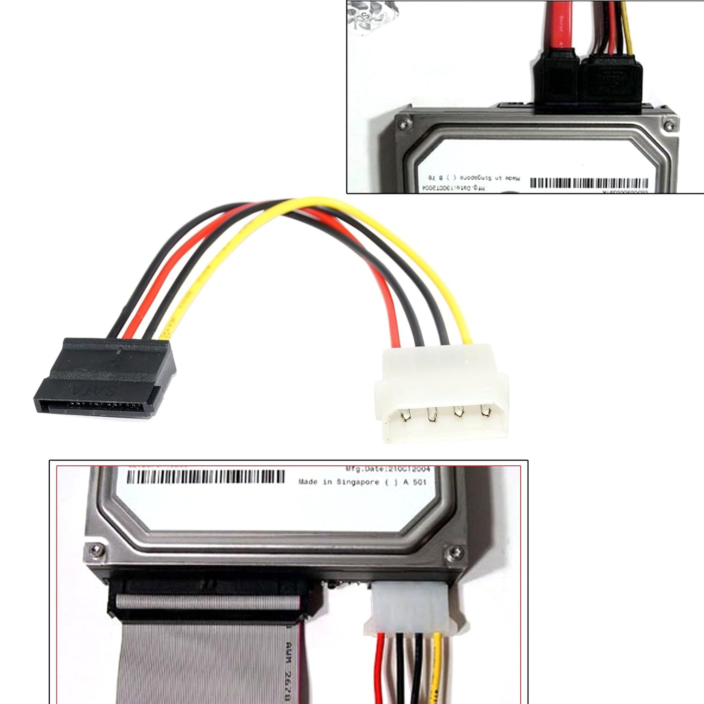 4 Pin Molex to SATA Power Cable Adapter for Internal Hard Disk Drive