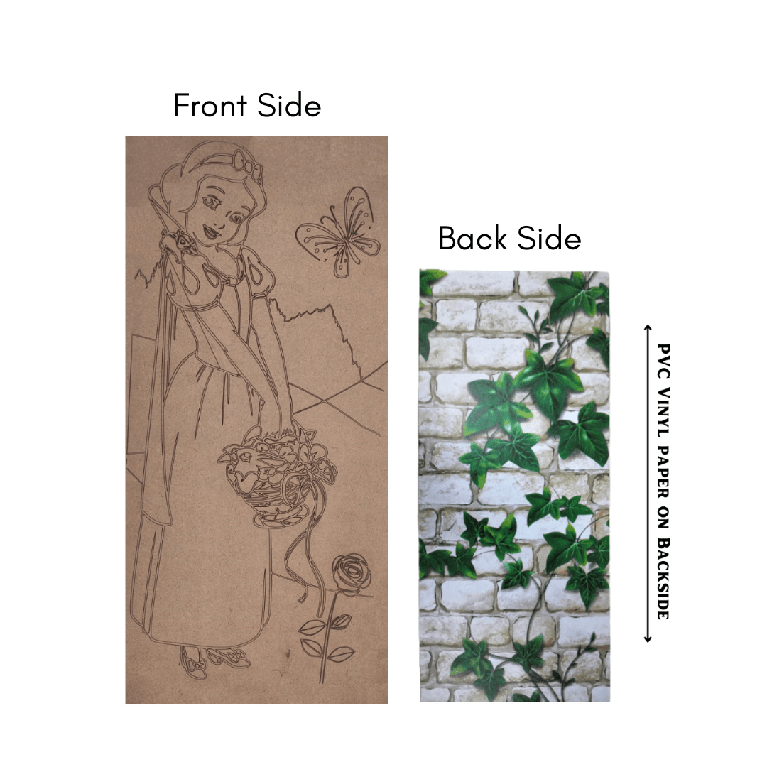 Pre Marked MDF Wooden Wall Hanging For DIY Painting Cutout 4mm Thickness (18 X 8" In) Cinderella With PVC Vinyl Paper Pasted on Back Side