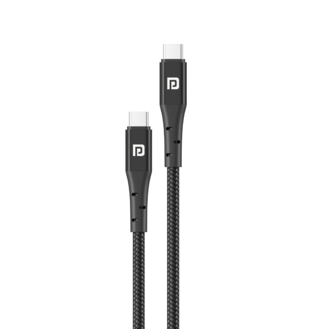 Portronics Konnect A Plus Type C to C Nylon Braided 2M Cable For Mobile & Laptop (Black)