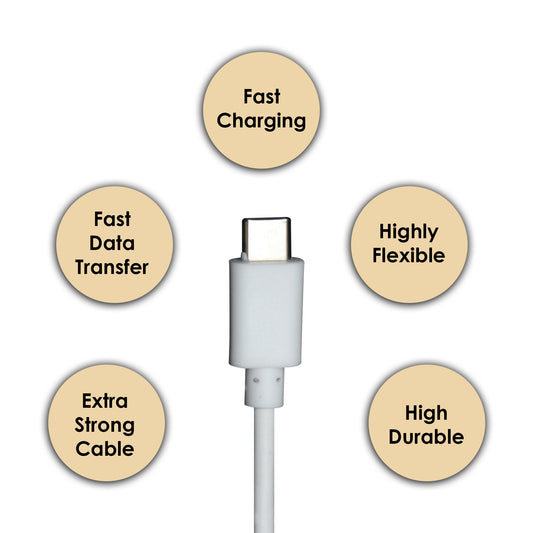 Champion USB to Type-C Data Cable 2.4A Fast Charge – White