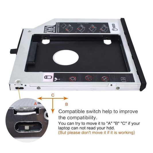 Laptop 2nd Hard Drive Caddy 12.7mm CD DVD Drive Slot for SSD and HDD
