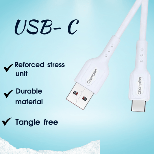 Champion 12W 5V/2.4A Single USB Port Mobile Charger with Type-C Cable Combo | Fast Charging For Android Devices (Pack Of 20 Pcs)