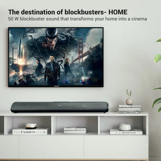 Portronics Sound Slick 7 50W Wireless Soundbar with Aux in 3.5 mm in-Built Power Cable