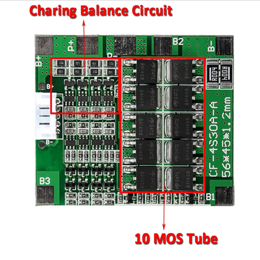 Lithium Battery Protection Board 4S 30A 14.8V 16V PRO BMS Battery Charging Module Lithium LicoO2 Limn2O4 18650 26650 Battery Balance Function with cable