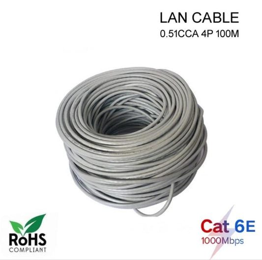 Cat 6 Cable, UTP Cable | LAN Cable, Network Cable | Ethernet Cable RJ45 Cable LAN Wire with High Speed connectivity| 4 Pair Separator Design|Solid Bare Copper Conductor - 100M