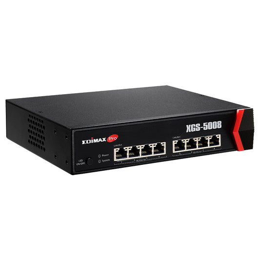 Edimax (XGS-5008),8 Port 10G Web Smart Managed Switch, Supports 802.1Q VLAN, IPv4/IPv6, Auto Fault-Detection for Current and Voltage ,Access Control List (ACL)