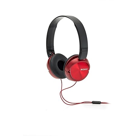 Sony MDR-ZX310AP Wired On Ear Headphones With Mic - renewed (Red)