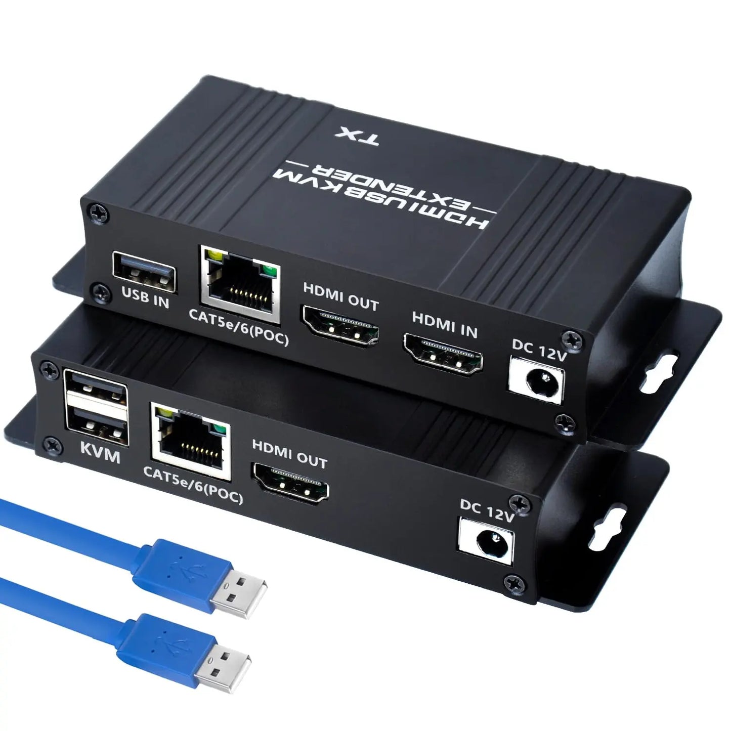 HDMI KVM Extender HDMI Extender with USB KVM Control RJ45 Over IP Cat6 POC Mouse Transmitter Receiver for PC Computer