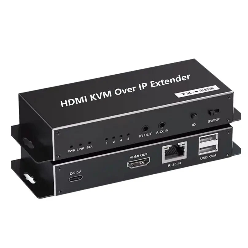 HDMI KVM Extender HDMI Extender with USB KVM Control RJ45 Over IP Cat6 POC Mouse Transmitter Receiver for PC Computer