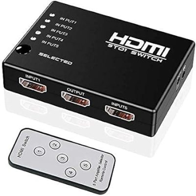 HDMI Switcher with PIP & IR Remote Control Multiple Devices on a Single Screen, Supports UHD for Bluray, PVR/Netflix/Roku/Box, PS4/PS3