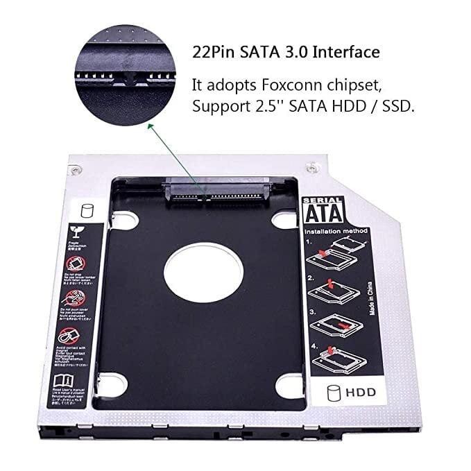 Laptop 2nd Hard Drive Caddy 9.5 mm CD DVD Drive Slot for SSD and HDD