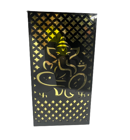 Acrylic Lord Ganesha 5mm Wall Art Black & Golden (35.5 X 20.3)cm (14 X 8 Inches)
