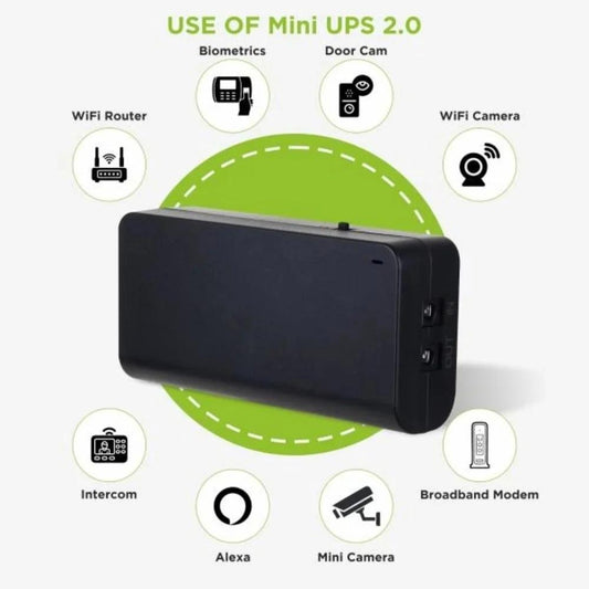 DC 12V Mini UPS for WiFi Router, Broadband Modern, Alexa, Wifi Camera, Biometrics Devices