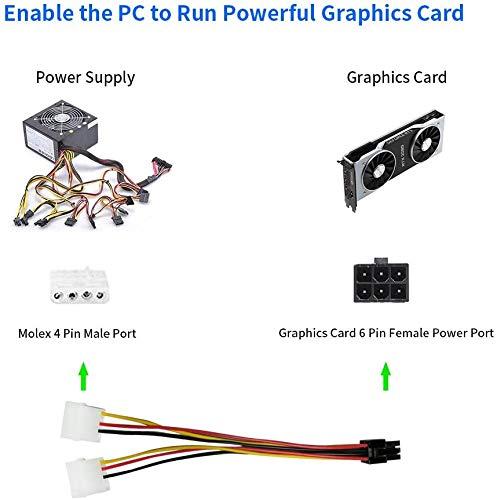 PCI Express 6 Pin to Dual 4 Pin Molex LP4 Power Cable Adapter Video Graphics Card Power Cable