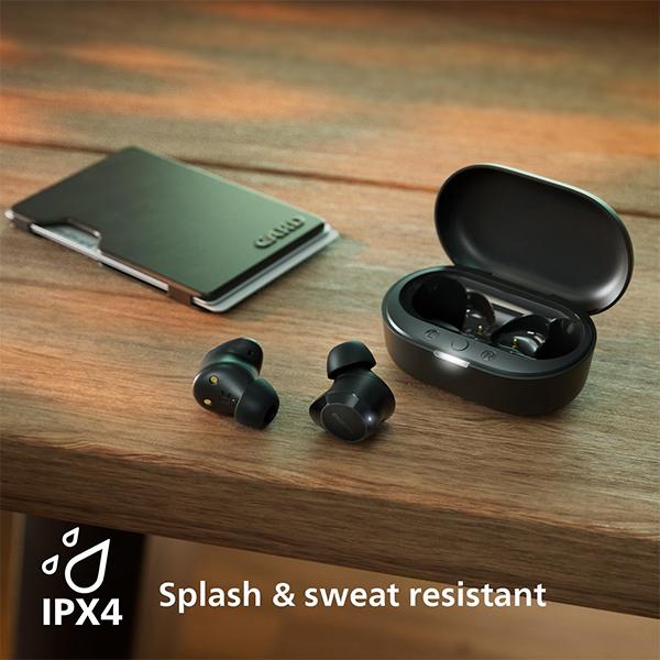 PHILIPS TAT1209BK/00 True Wireless Earbuds, in-Ear Active Noise Cancelling Bluetooth v5.3 Earphones with Mic, 18H Play Time, Shank Shape, IPX4, Touch Controls & Charging Case for iPhone/iPad (Black)