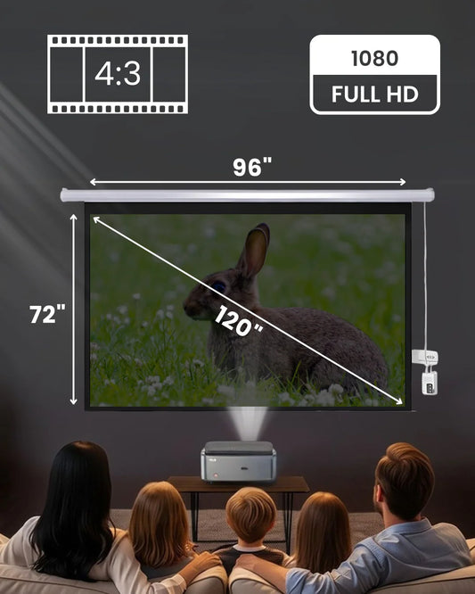 Projector Screen Motorized with Auto USB Trigger Elite Ultra HD 4K Matte White , Retractable, High-Definition for Home Theaters, Offices & Classrooms