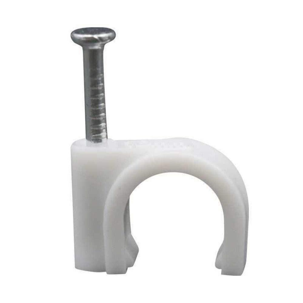 Round Cable Clip with Metal Nail , Wire Clamp Fasteners for Wall Mounting