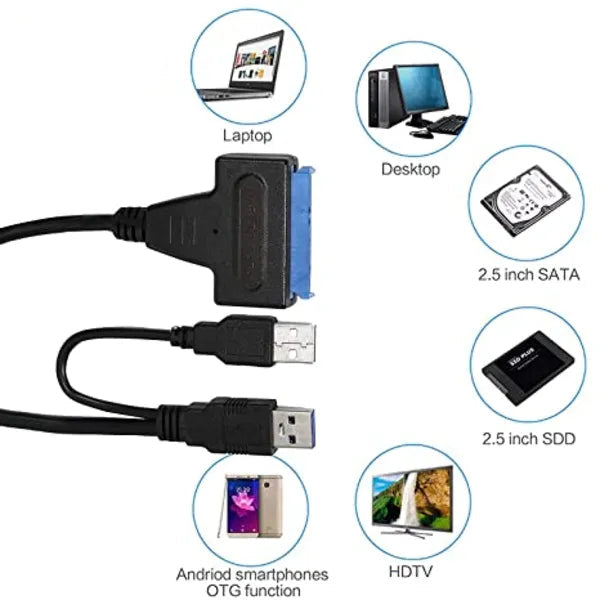 USB 3.0 to SATA III Adapter Cable with UASP | SATA to USB Converter for 3.5 Inch (8.89cm) HDD/SSD