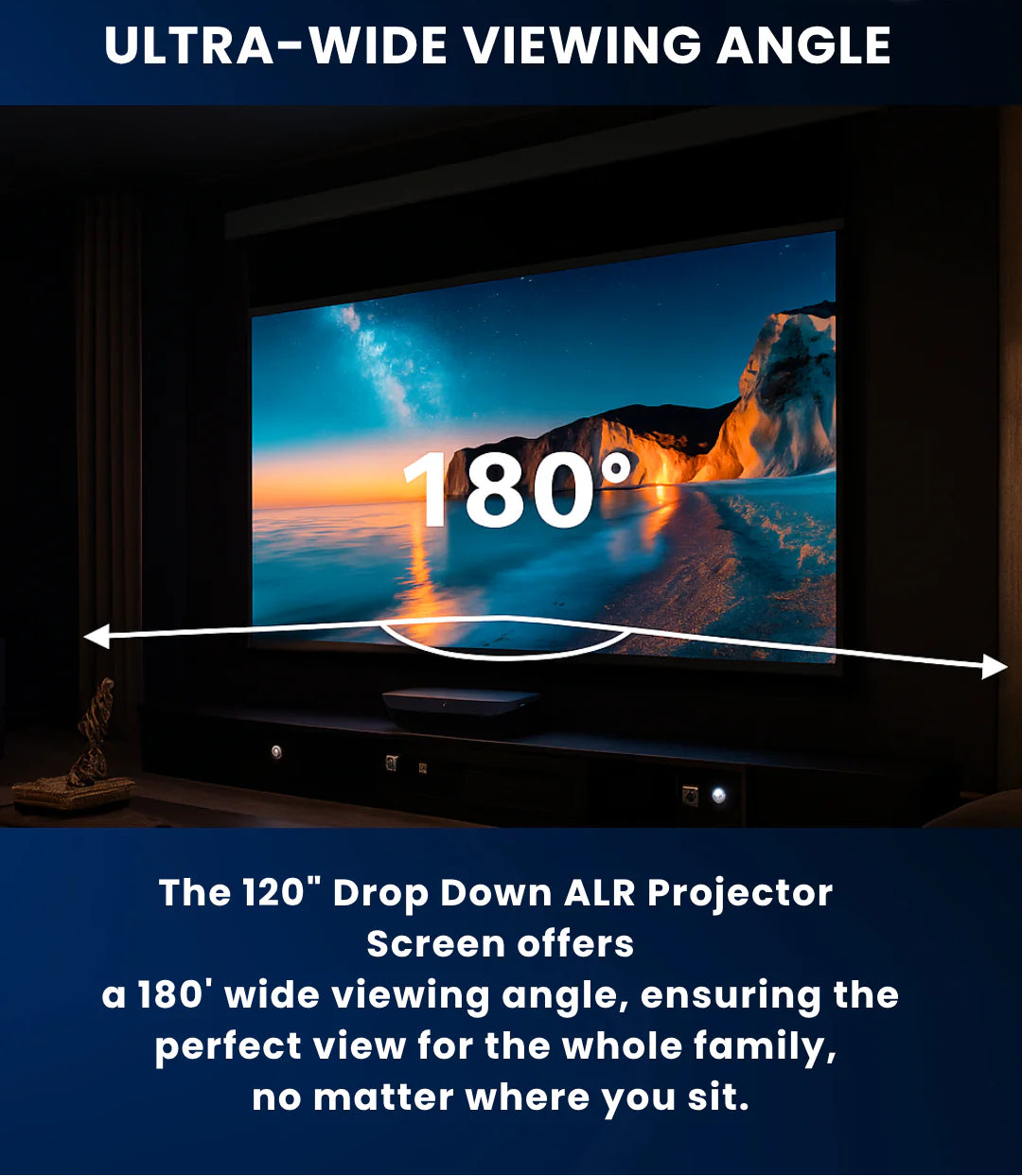 Projector Screen Motorized 16:9 Professional Full HD Matte White, Retractable, High-Definition for Home Theaters, Offices & Classrooms