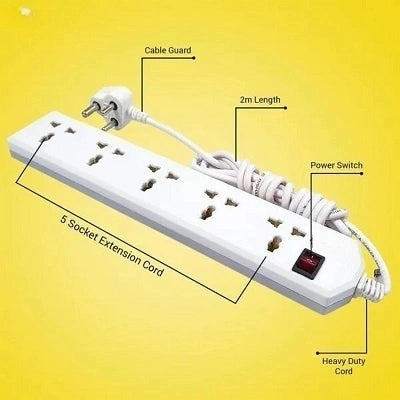 Spike 5+1 Way | Extension Board/Cord, Multi Socket Spike Guard