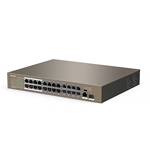Tenda TEF1126P-24-250W 24-Port Gigabit/SFP Slots Switch with 24-Port PoE (Gray)